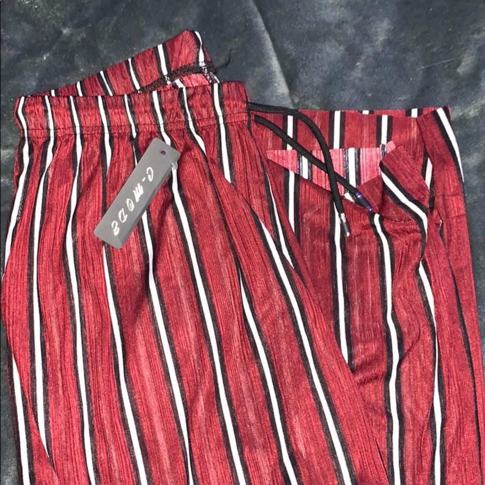 Maroon stripped long, loose comfy pants